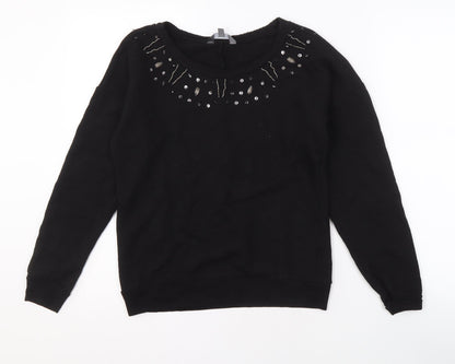 Limited Collection Women's Black Beaded Pullover Sweatshirt