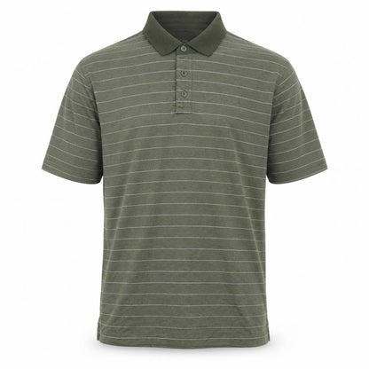 Glacier Men's Green Striped Polo Shirt Large