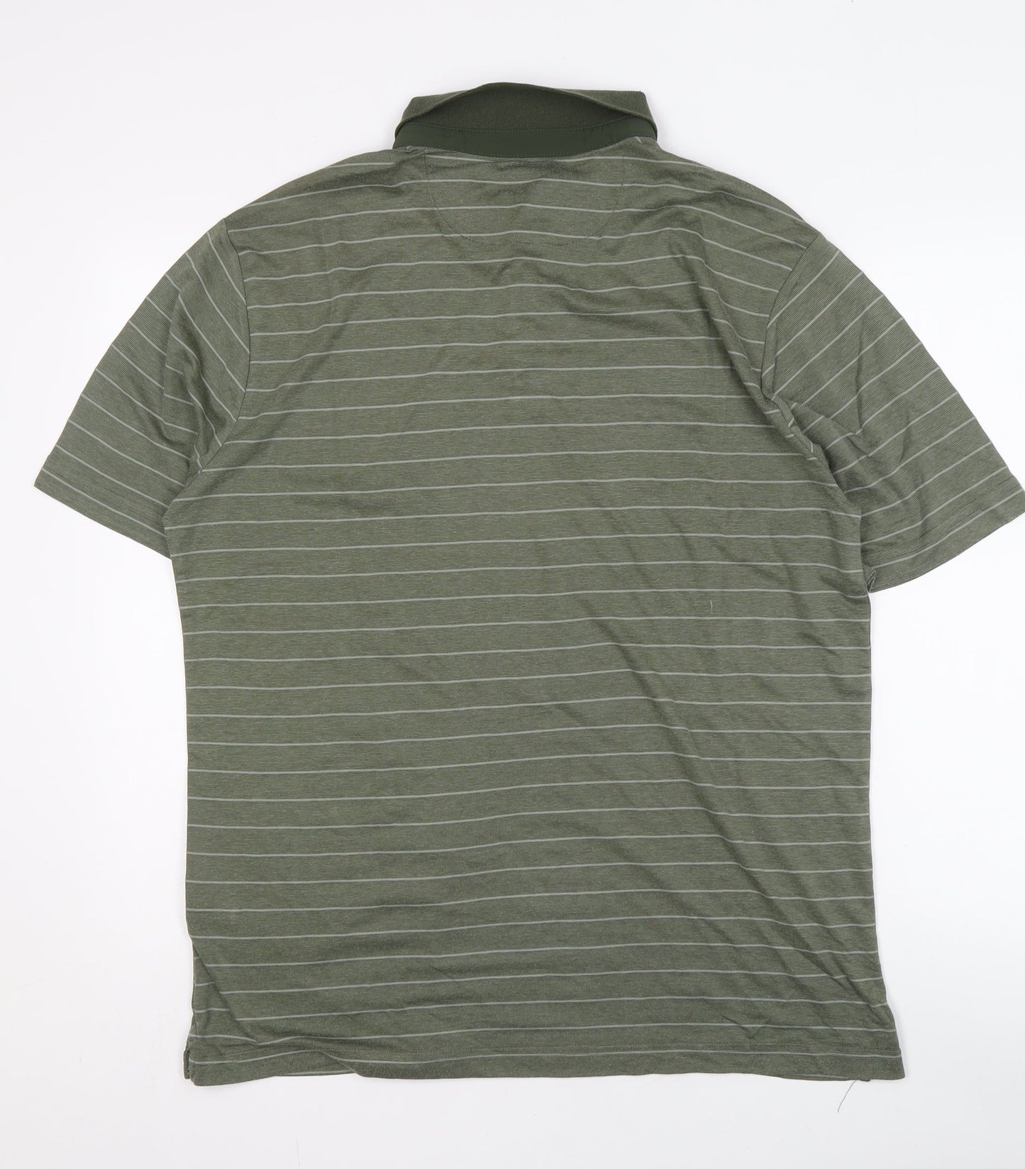 Glacier Men's Green Striped Polo Shirt Large