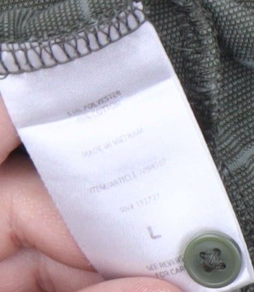 Glacier Men's Green Striped Polo Shirt Large