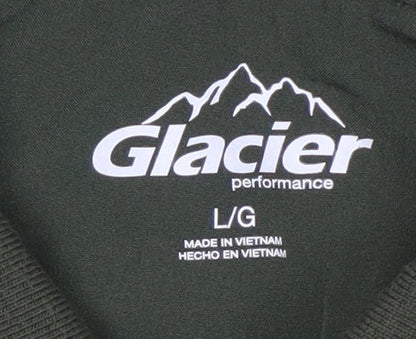 Glacier Men's Green Striped Polo Shirt Large