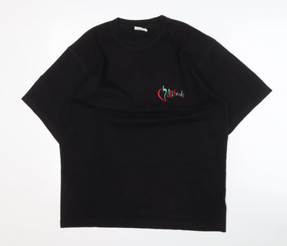 Chilliheads Men's Black Cotton Crew Neck T-Shirt with Logo Size L