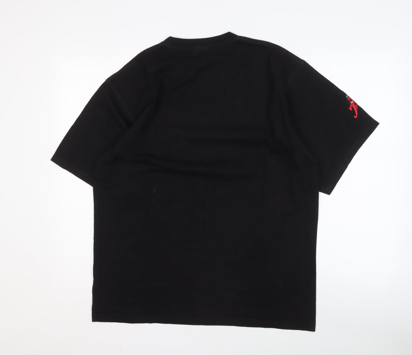 Chilliheads Men's Black Cotton Crew Neck T-Shirt with Logo Size L