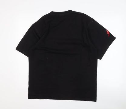 Chilliheads Men's Black Cotton Crew Neck T-Shirt with Logo Size L