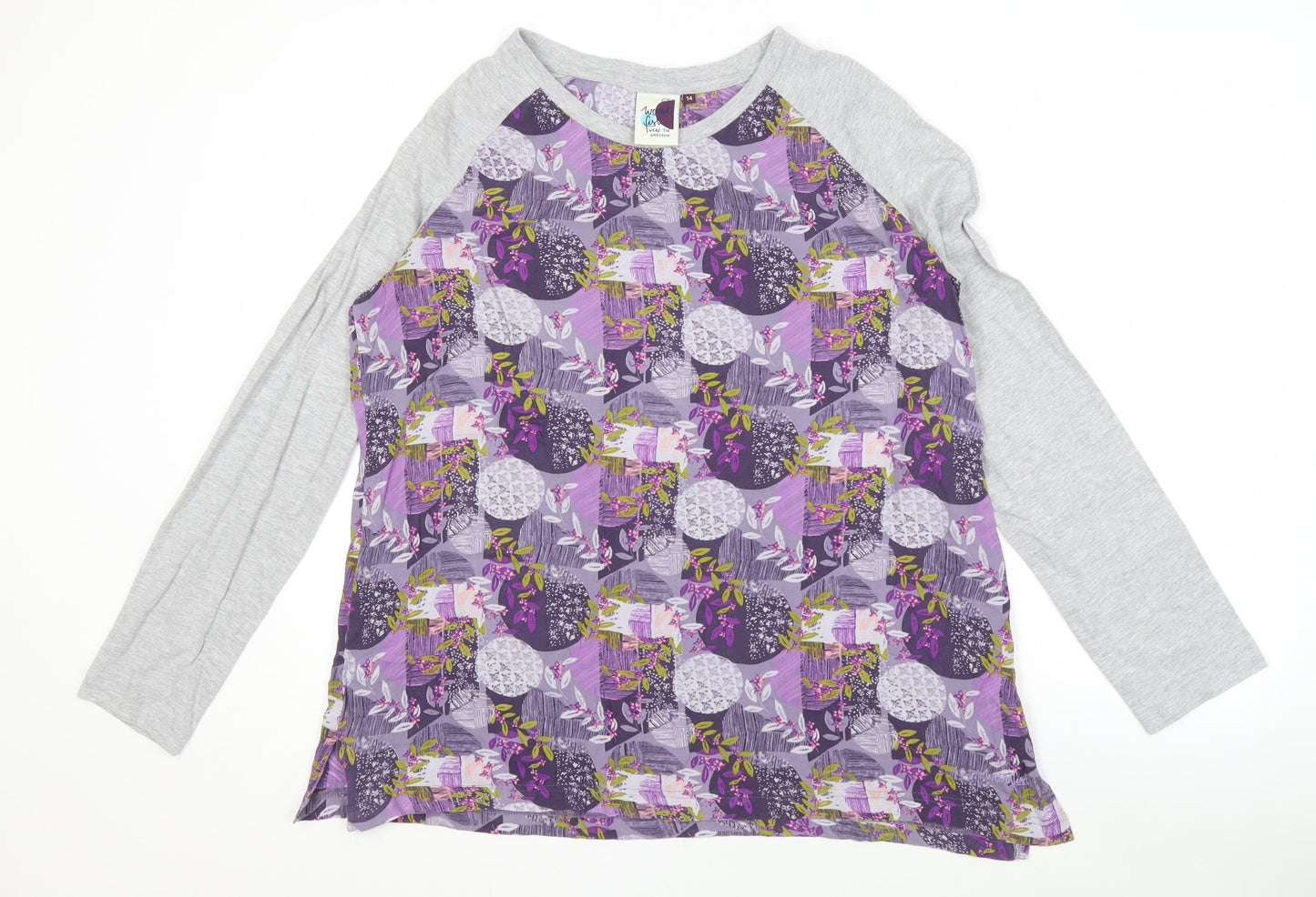 Womens UK Size 14 Weird Fish Purple Basic T-Shirt