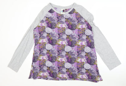 Womens UK Size 14 Weird Fish Purple Basic T-Shirt