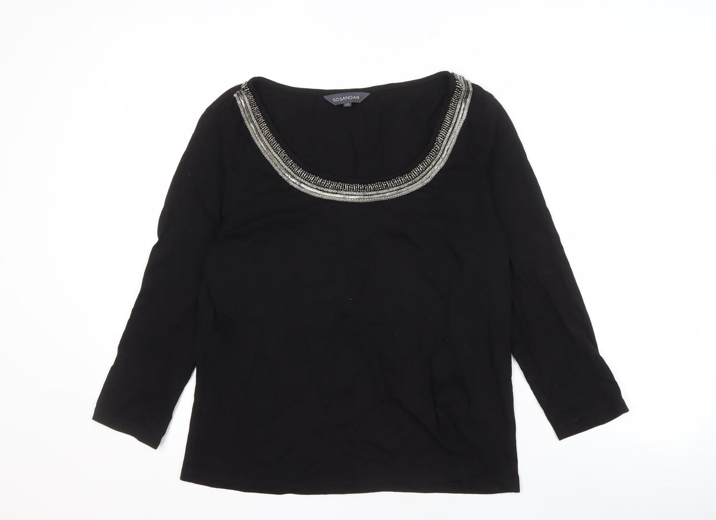 Womens UK Size 14 Sosandar Black Basic Blouse