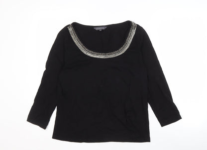 Womens UK Size 14 Sosandar Black Basic Blouse