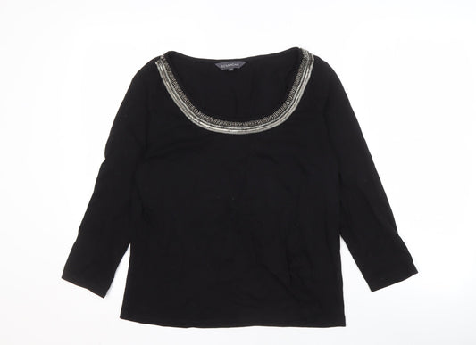 Womens UK Size 14 Sosandar Black Basic Blouse