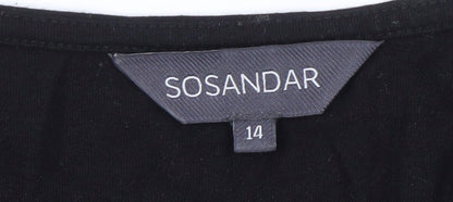 Womens UK Size 14 Sosandar Black Basic Blouse