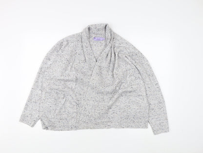 Honor Millburn Women's Grey Open front Cardigan, L, Open-Knit Relaxed Fit