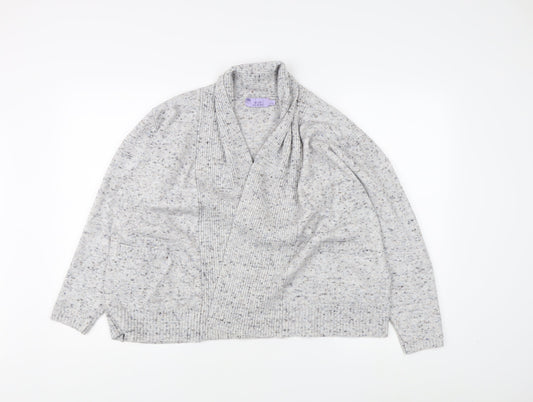 Honor Millburn Women's Grey Open front Cardigan, L, Open-Knit Relaxed Fit