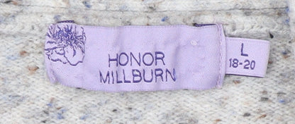 Honor Millburn Women's Grey Open front Cardigan, L, Open-Knit Relaxed Fit