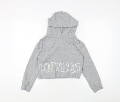 Converse Girls Grey Hoodie 8-10 Years - Logo Pullover Style