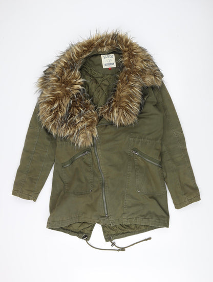 Womens UK Size 12 SoulCal & Co Green Parka Coat
