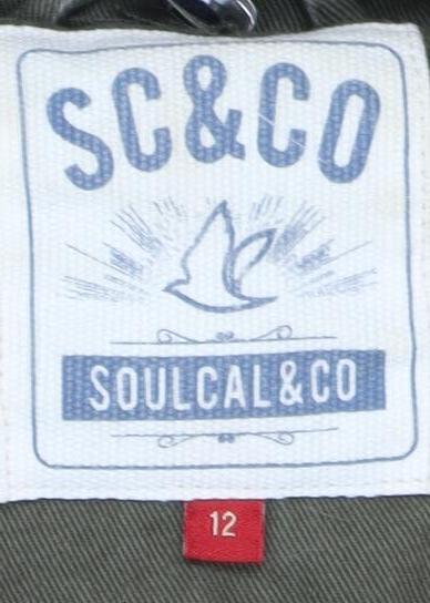 Womens UK Size 12 SoulCal & Co Green Parka Coat