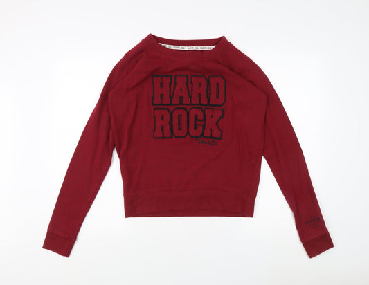 Additional front view of Hard Rock Cafe Red Sweatshirt, Medium, unisex adults, graphic print