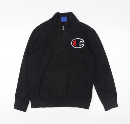 Champion Teens Black Logo Henley Hoodie L