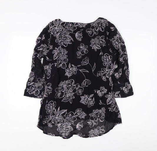 Laura Ashley Women's Black Floral Blouse Size 8