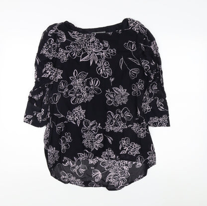 Laura Ashley Women's Black Floral Blouse Size 8