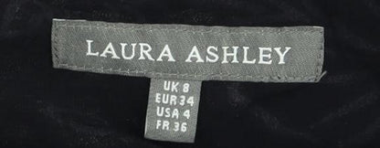 Laura Ashley Women's Black Floral Blouse Size 8