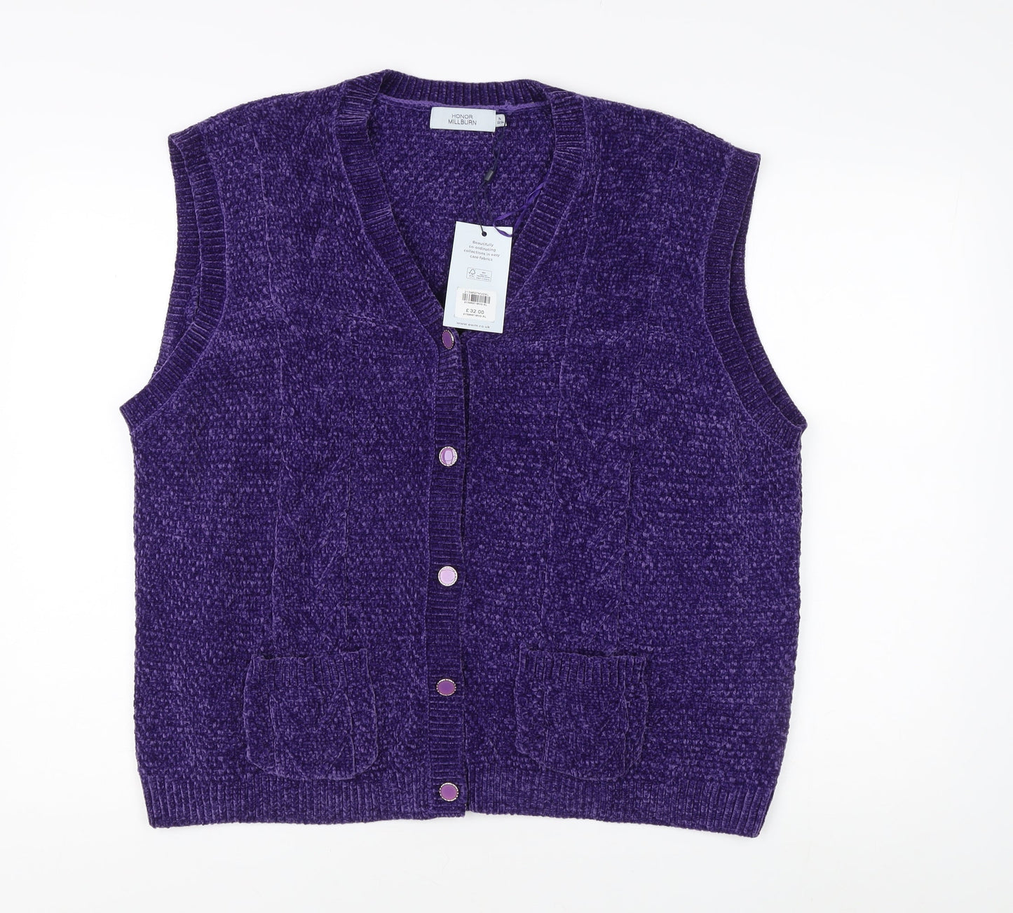 Womens UK Size XL Honor Millburn Purple Vest Jumper