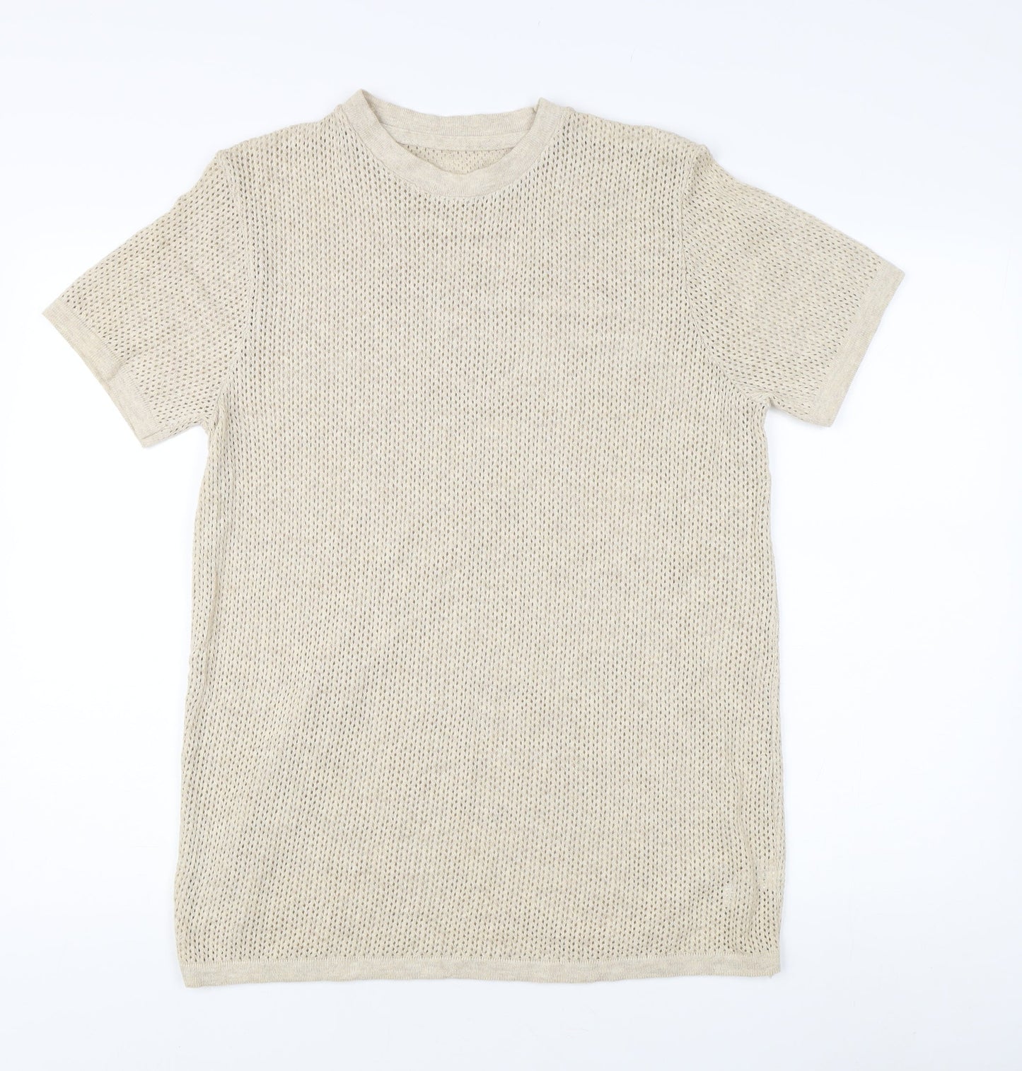 River Island Men's Beige M Open-Knit Pullover Jumper