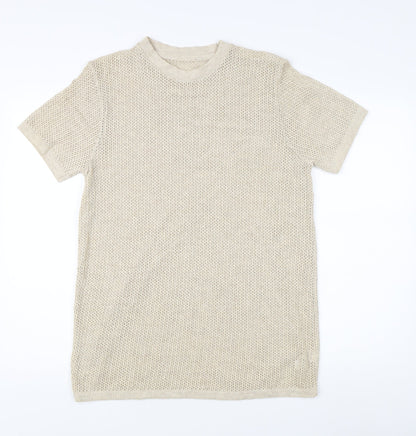 River Island Men's Beige M Open-Knit Pullover Jumper