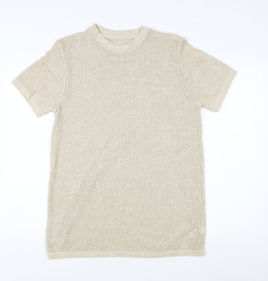 River Island Men's Beige M Open-Knit Pullover Jumper