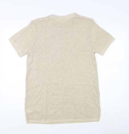 River Island Men's Beige M Open-Knit Pullover Jumper