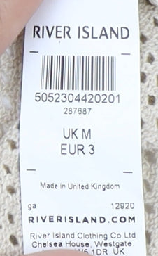 River Island Men's Beige M Open-Knit Pullover Jumper