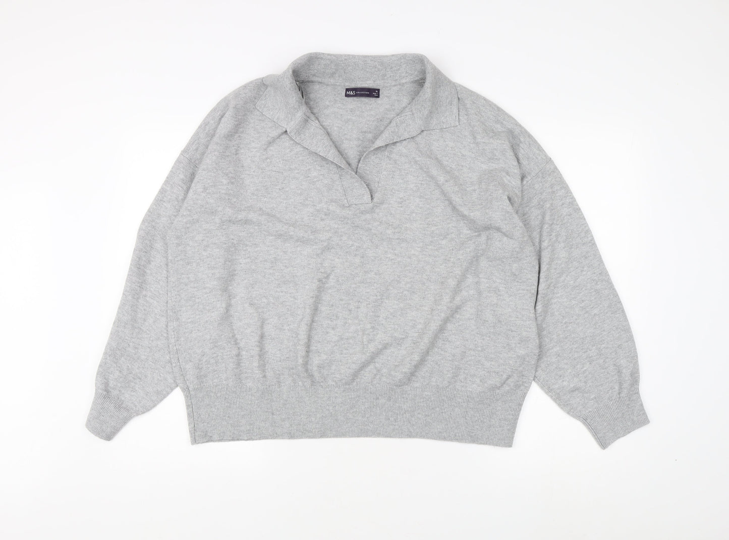 Marks and Spencer Men's Grey Collared Jumper XL