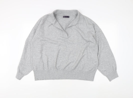 Marks and Spencer Men's Grey Collared Jumper XL