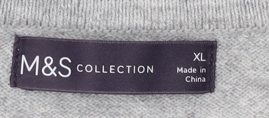 Marks and Spencer Men's Grey Collared Jumper XL
