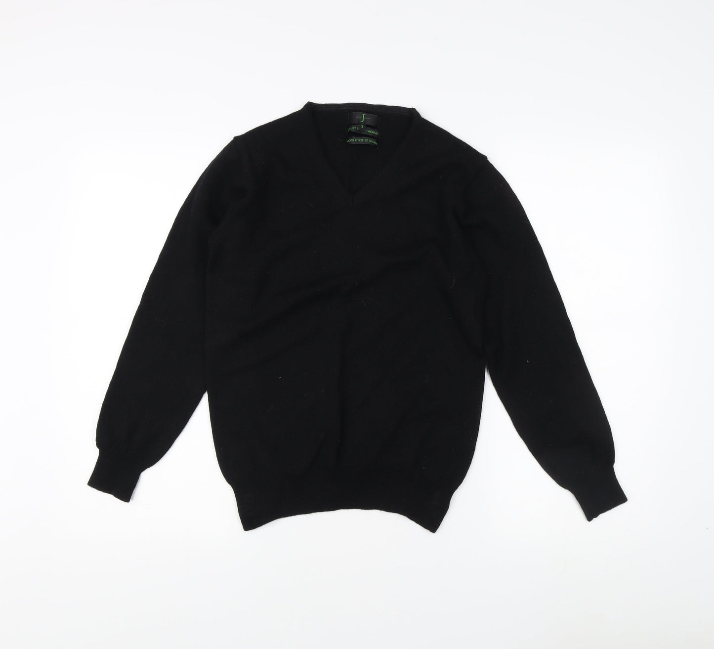 Jasper Conran Men's Black Wool V–Neck Jumper, Size S