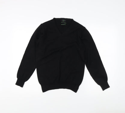 Jasper Conran Men's Black Wool V–Neck Jumper, Size S