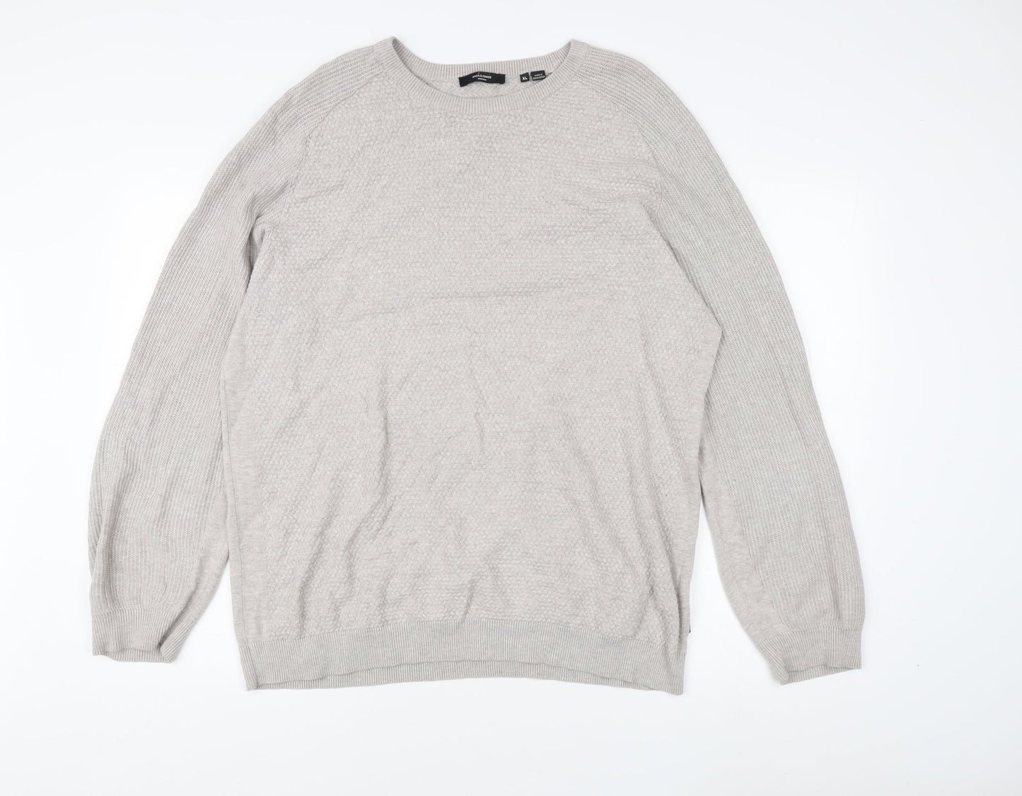 Jack & Jones Men's Grey Cotton Pullover Jumper XL