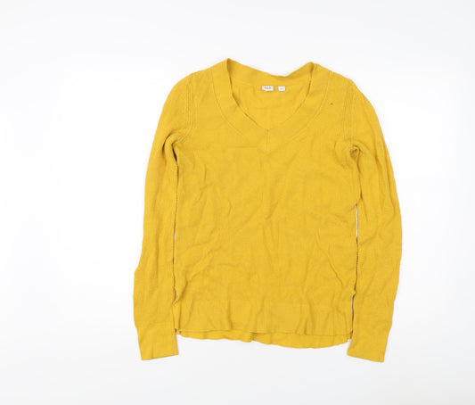 GAP Women's Yellow V-Neck Pullover Jumper XS