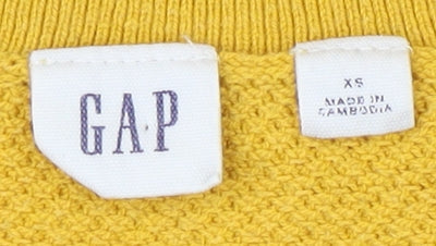 GAP Women's Yellow V-Neck Pullover Jumper XS