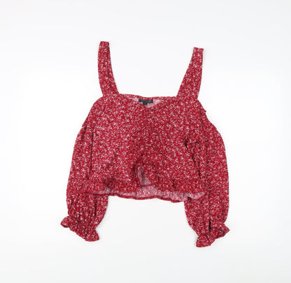 Womens UK Size UK 14 Topshop Red Cropped Blouse