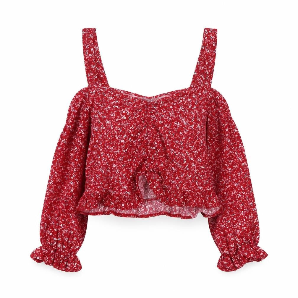 Womens UK Size UK 14 Topshop Red Cropped Blouse