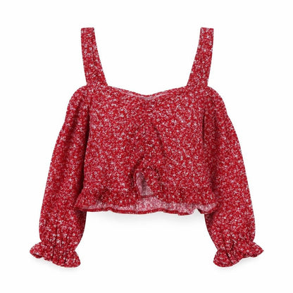 Womens UK Size UK 14 Topshop Red Cropped Blouse