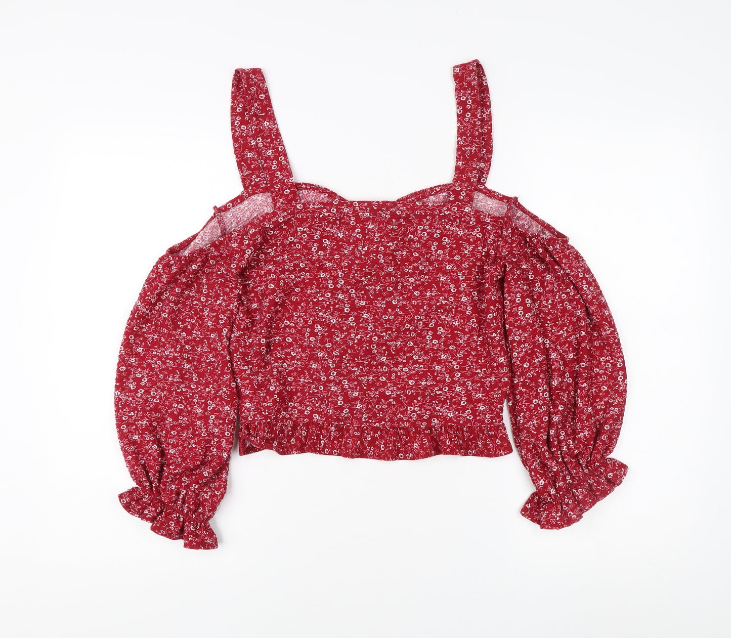 Womens UK Size UK 14 Topshop Red Cropped Blouse