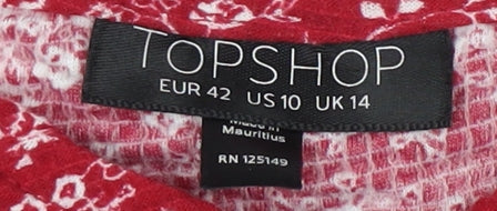 Womens UK Size UK 14 Topshop Red Cropped Blouse