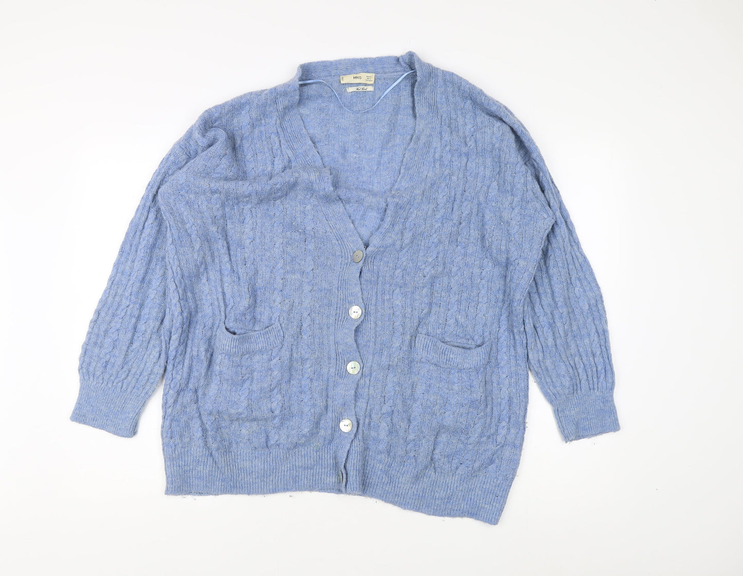 Womens UK Size 10 MNG Blue Cardigan Jumper