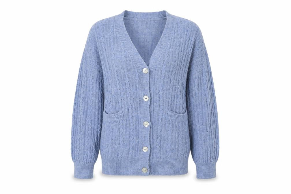 Womens UK Size 10 MNG Blue Cardigan Jumper