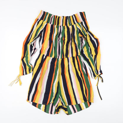 River Island Women's Multicoloured Off-Shoulder Playsuit - Size 8