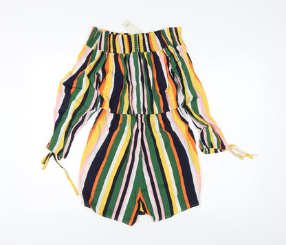 River Island Women's Multicoloured Off-Shoulder Playsuit - Size 8