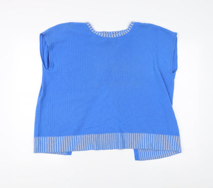 Duffy Women's Blue Cashmere Cape Sleeveless Relaxed L