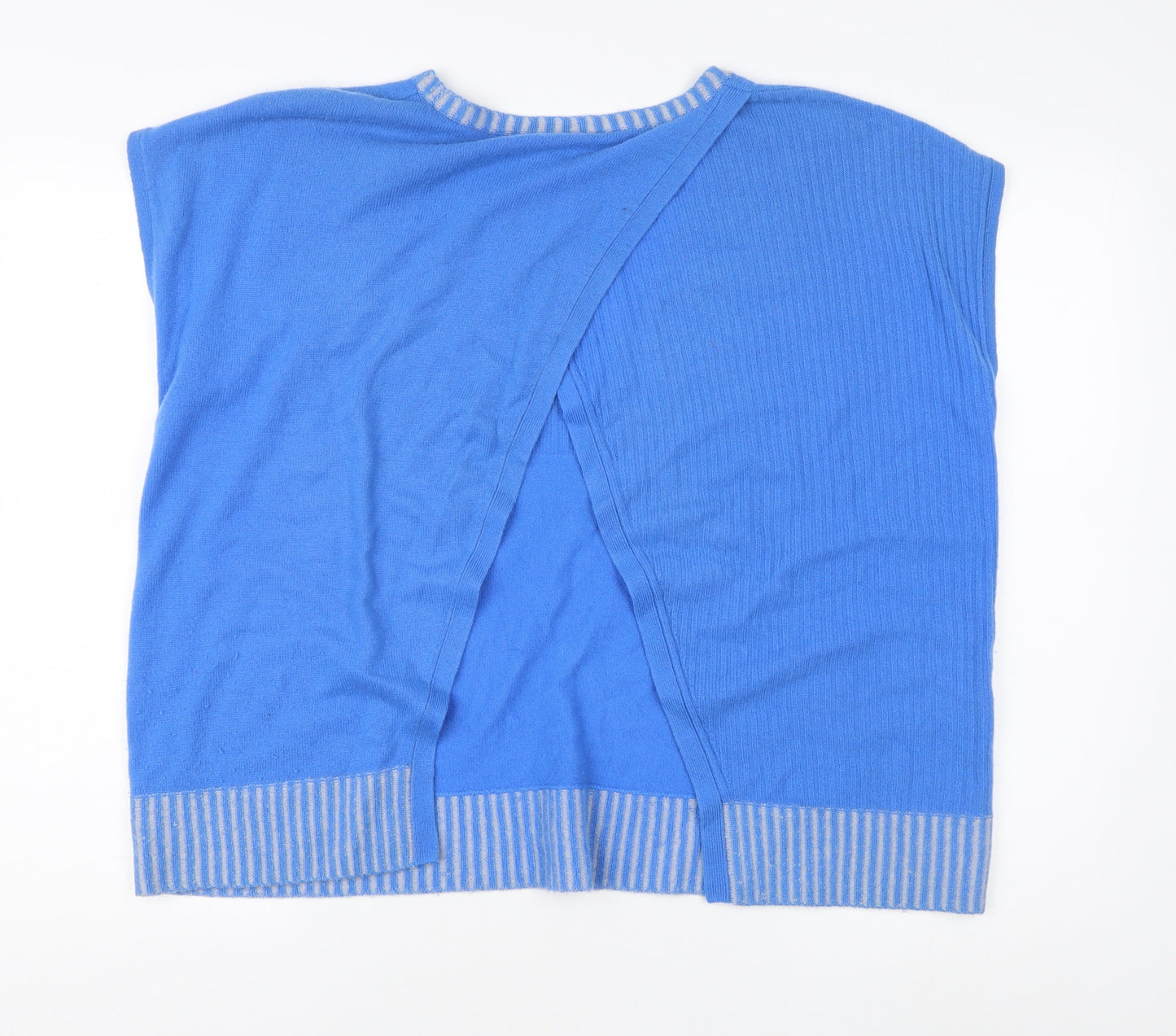 Duffy Women's Blue Cashmere Cape Sleeveless Relaxed L